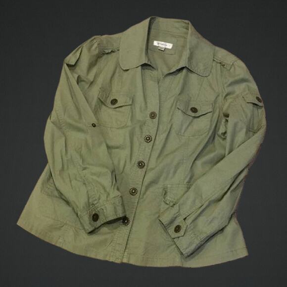 Ladies Dress Barn olive green barn jacket or top - Picture 1 of 9